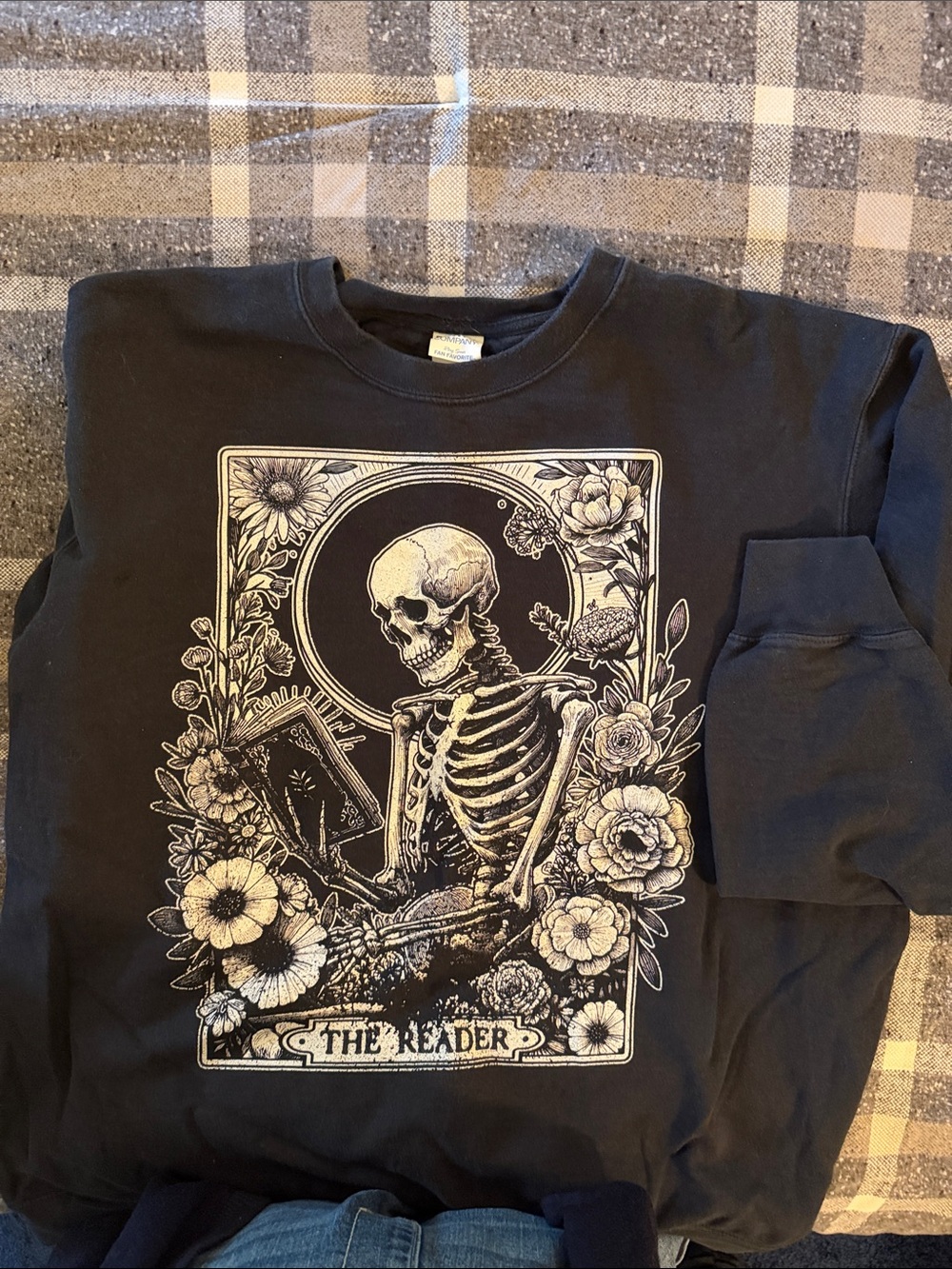 Port and Company Black 'The Reader' Skeleton Graphic Sweatshirt